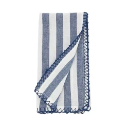 Blue Striped Whipstich Napkins, Set of 4