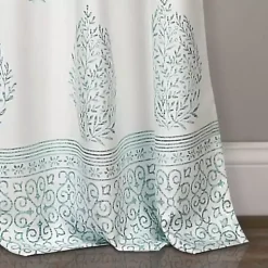 Blue Teardrop Leaves Curtain Panel Set, 84 in.