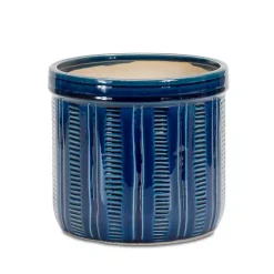 Blue Terracotta Abstract Decorative Pots, Set of 3