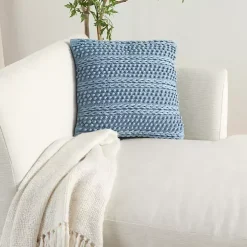 Blue Textured Stripes Pillow