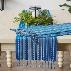 Blue Tonal Stripe Table Runner