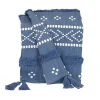 Blue Tribal Tufted Stripe Throw