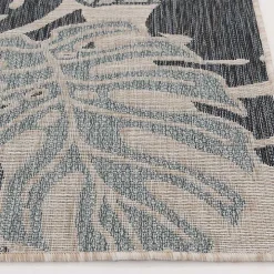 Blue Tropical Leaf Indoor/Outdoor Area Rug, 5x7