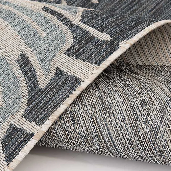 Blue Tropical Leaf Indoor/Outdoor Area Rug, 5x7