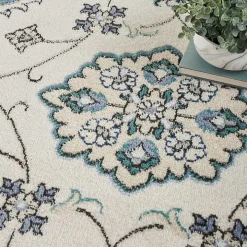 Blue Vintage Medallion Indoor/Outdoor Rug, 8x10