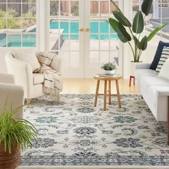 Blue Vintage Medallion Indoor/Outdoor Rug, 8x10