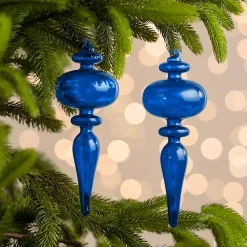 Blue Vintage Teardrop Glass Ornaments, Set of 2