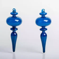Blue Vintage Teardrop Glass Ornaments, Set of 2