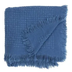 Blue Waffle Weave Throw Blanket