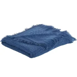 Blue Waffle Weave Throw Blanket