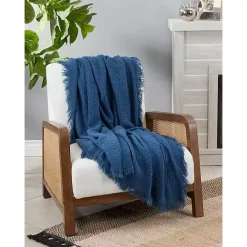 Blue Waffle Weave Throw Blanket