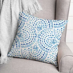 Blue Watercolor Arc Outdoor Throw Pillow