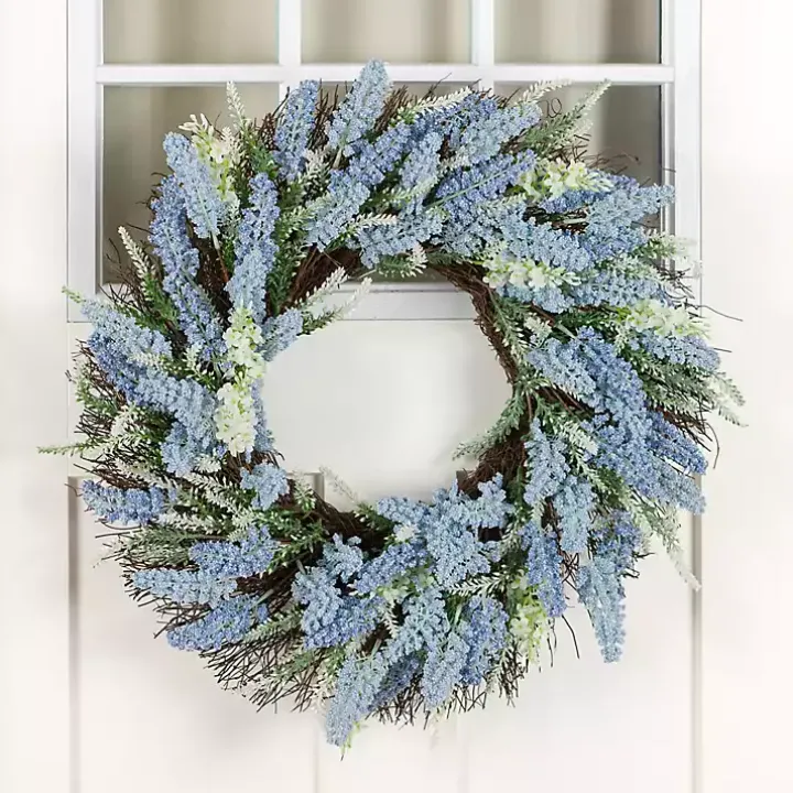 Blue Wheat Spiral Wreath