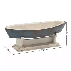 Blue Wood Boat Sculpture