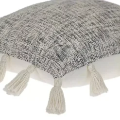 Blue Woven Texture Tassel Pillow