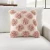 Blush Tufted Pom Poms Throw Pillow