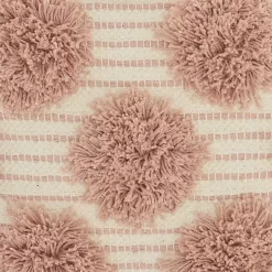 Blush Tufted Pom Poms Throw Pillow