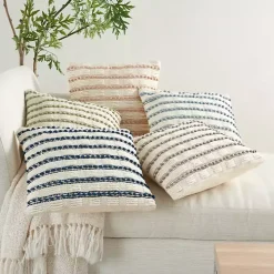 Blush Woven Knotted Stripes Throw Pillow