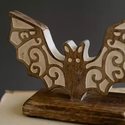 Boo and Bat Wooden Figurines, Set of 2