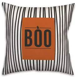 Boo Black and White Stripes Throw Pillow