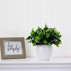 Boxwood Arrangement in White Planter
