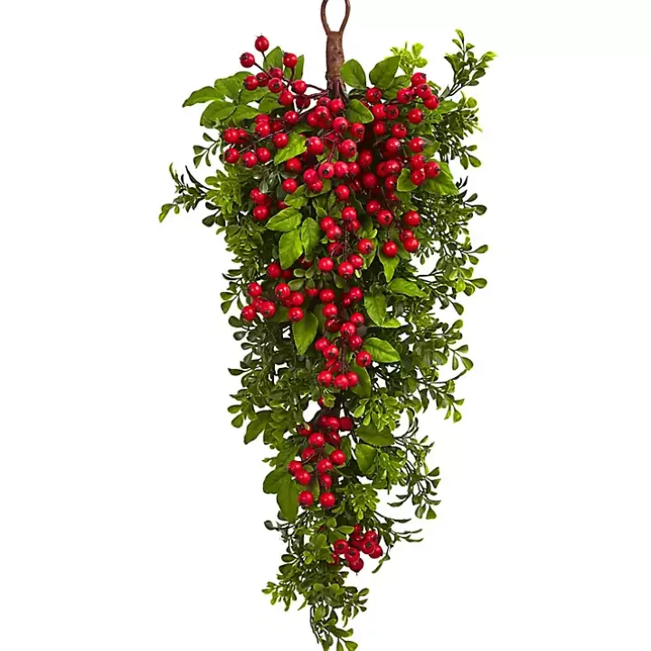 Boxwood Berry Floral Christmas Teardrop