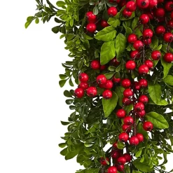 Boxwood Berry Floral Christmas Teardrop