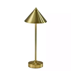 Brass Metal Cone Shade Cordless Table Lamp