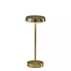 Brass Metal Disc Frosted Light Cordless Table Lamp