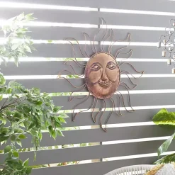 Brass Sun Metal Outdoor Wall Plaque