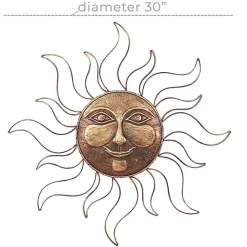 Brass Sun Metal Outdoor Wall Plaque