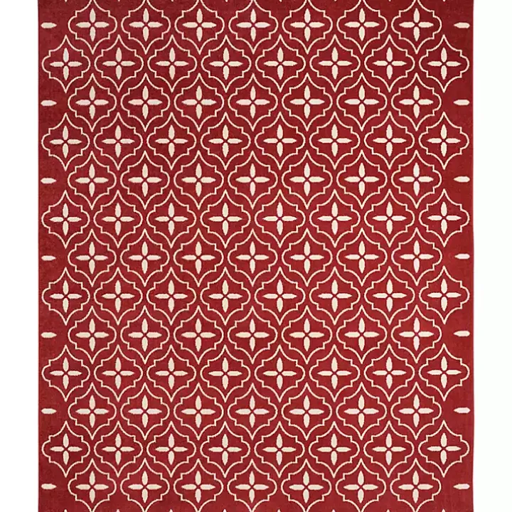 Brick & Ivory Quatrefoil Indoor/Outdoor Rug, 5x7
