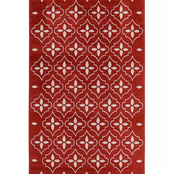 Brick & Ivory Quatrefoil Indoor/Outdoor Rug, 4x6