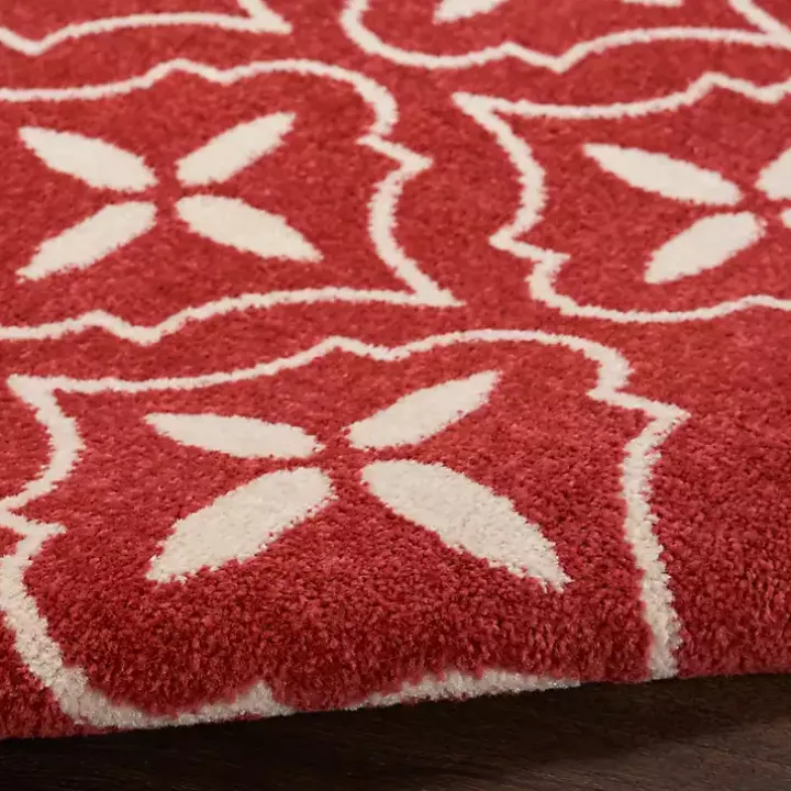 Brick & Ivory Quatrefoil Indoor/Outdoor Rug, 4x6