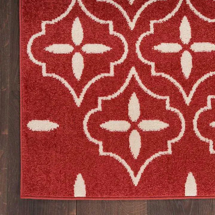 Brick & Ivory Quatrefoil Indoor/Outdoor Rug, 4x6