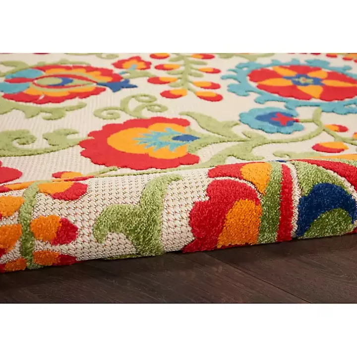 Bright Abstract Floral Outdoor Area Rug, 5x7