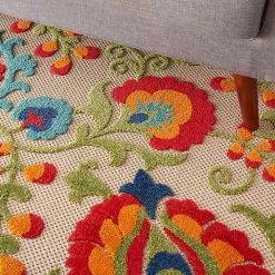 Bright Abstract Floral Outdoor Area Rug, 5x7