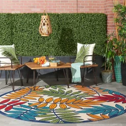Bright Branches Round Outdoor Area Rug, 7x7