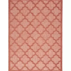 Bright Coral Trellis Outdoor Area Rug, 4x6