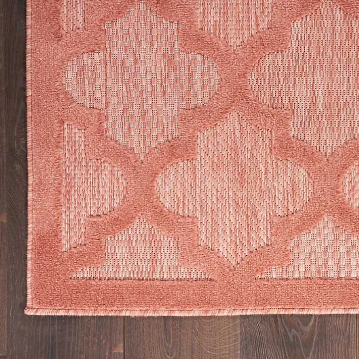 Bright Coral Trellis Outdoor Area Rug, 4x6