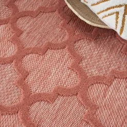 Bright Coral Trellis Outdoor Area Rug, 4x6