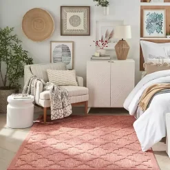 Bright Coral Trellis Outdoor Area Rug, 4x6