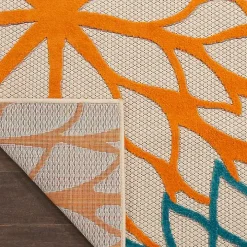 Bright Red Floral Burst Outdoor Area Rug, 6x9