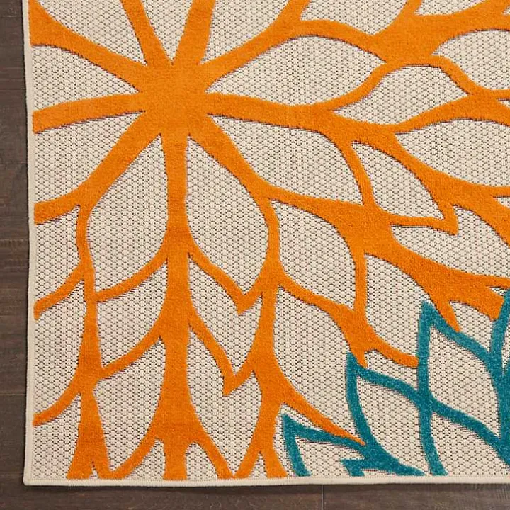 Bright Red Floral Burst Outdoor Area Rug, 6x9