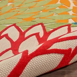 Bright Red Floral Burst Outdoor Area Rug, 6x9