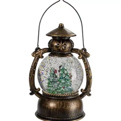 Bronze Snowman and Trees Snow Globe