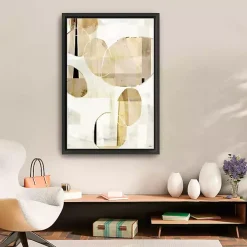 Brown and Tan Shapes Framed Canvas Art Print