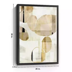 Brown and Tan Shapes Framed Canvas Art Print