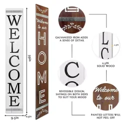Brown and White Welcome Home Two-Sided Porch Board