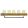 Brown Beaded Wood and Metal Base Candle Holder